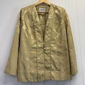 Vintage Monti Womens Classic Jacquard 3 Button Kimono Jacket Size 12 Old Money